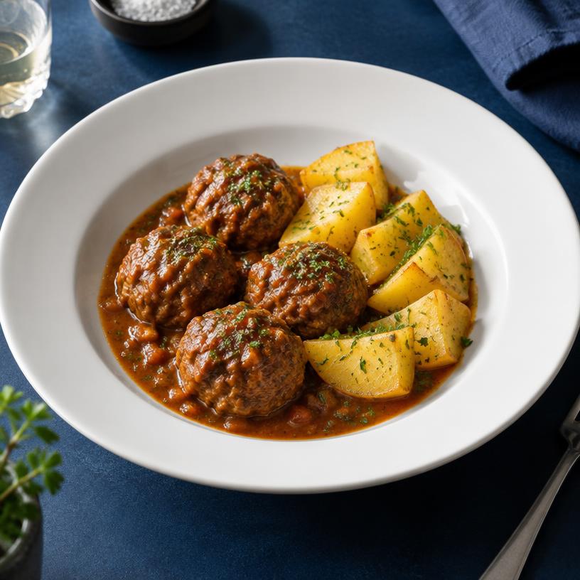Albóndigas de ternera, Con patatas