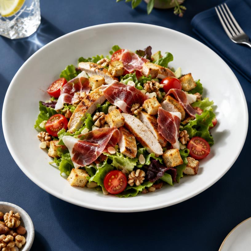 Ensalada club, Jamón ibérico y frutos secos